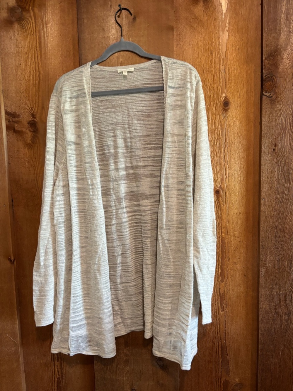 Eileen Fisher Woman 2X Lightweight Linen Blend Knit Cardigan Beige Italian Yarn